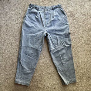 LL Bean Pants Womens 18 (34x29) Double Knee Grey Faded Pockets Canvas